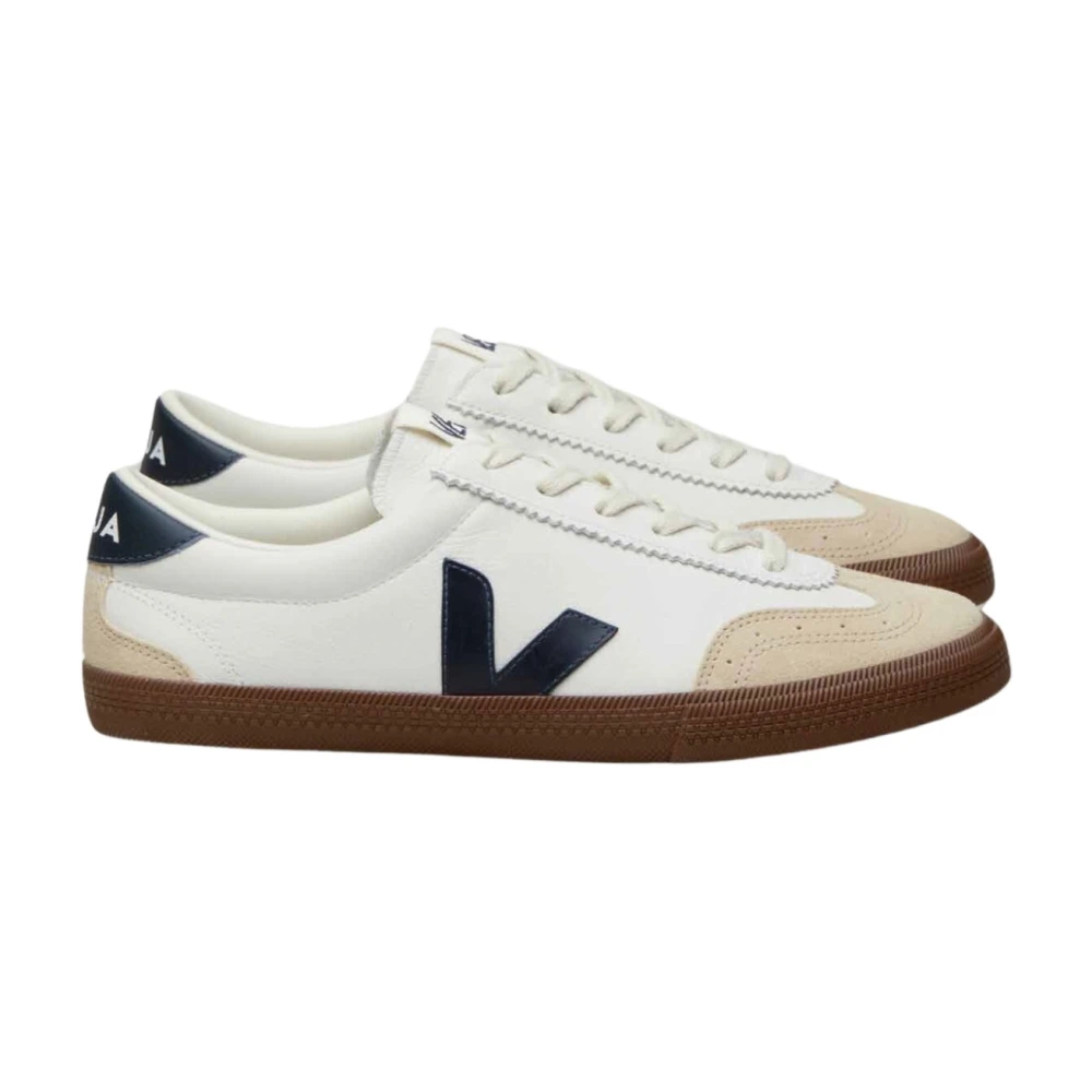 Veja Men's Multicolor White Leather Volley Trainers - Sneakers - 3 Uk - Shoes