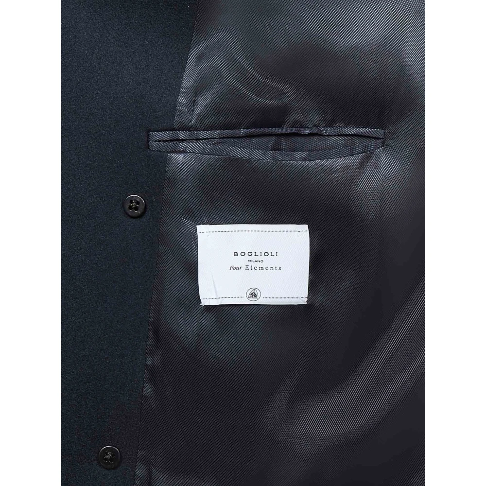 Boglioli Blauwe Wollen Double-Breasted Jas Blue Heren