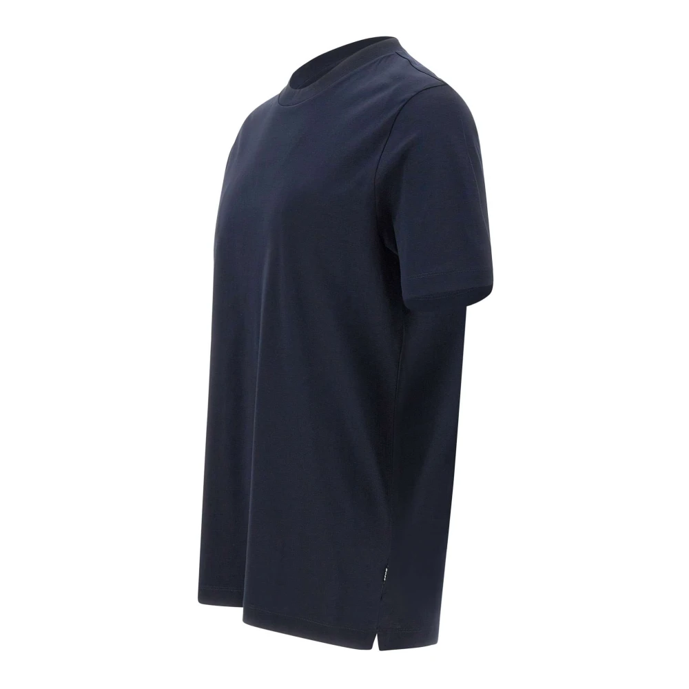 Hugo Boss Blauw Gekamd Katoenen T-shirt Ronde Hals Blue Heren