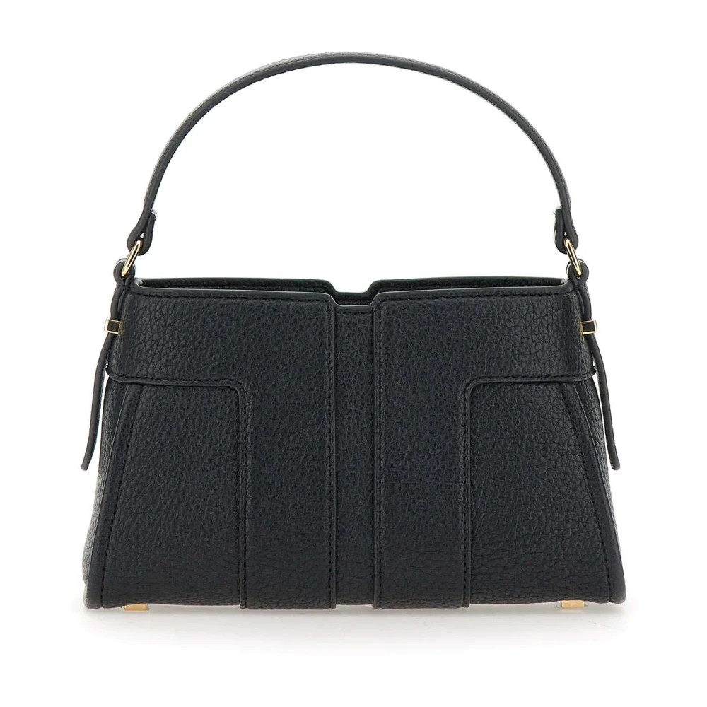 Elisabetta Franchi Zwarte vegan lederen handtas met gouden details Black Dames
