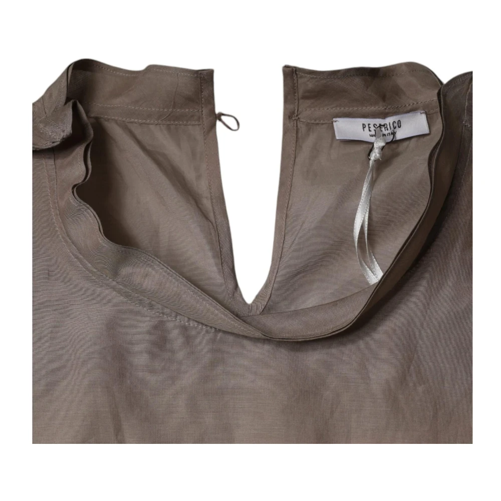PESERICO Bruine Katoen Zijden Korte Mouw Blouse Brown Dames