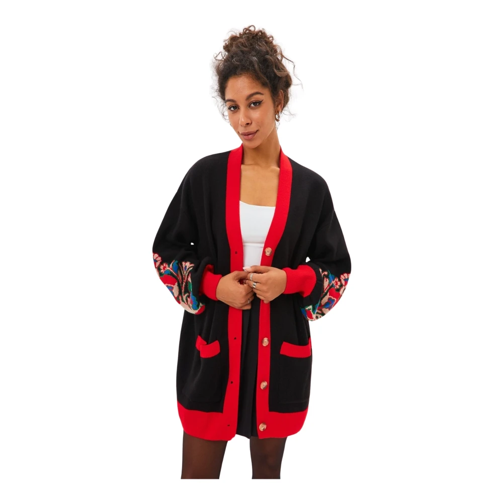Cesare Gaspari Puffy Sleeve Cardigan Black Dames
