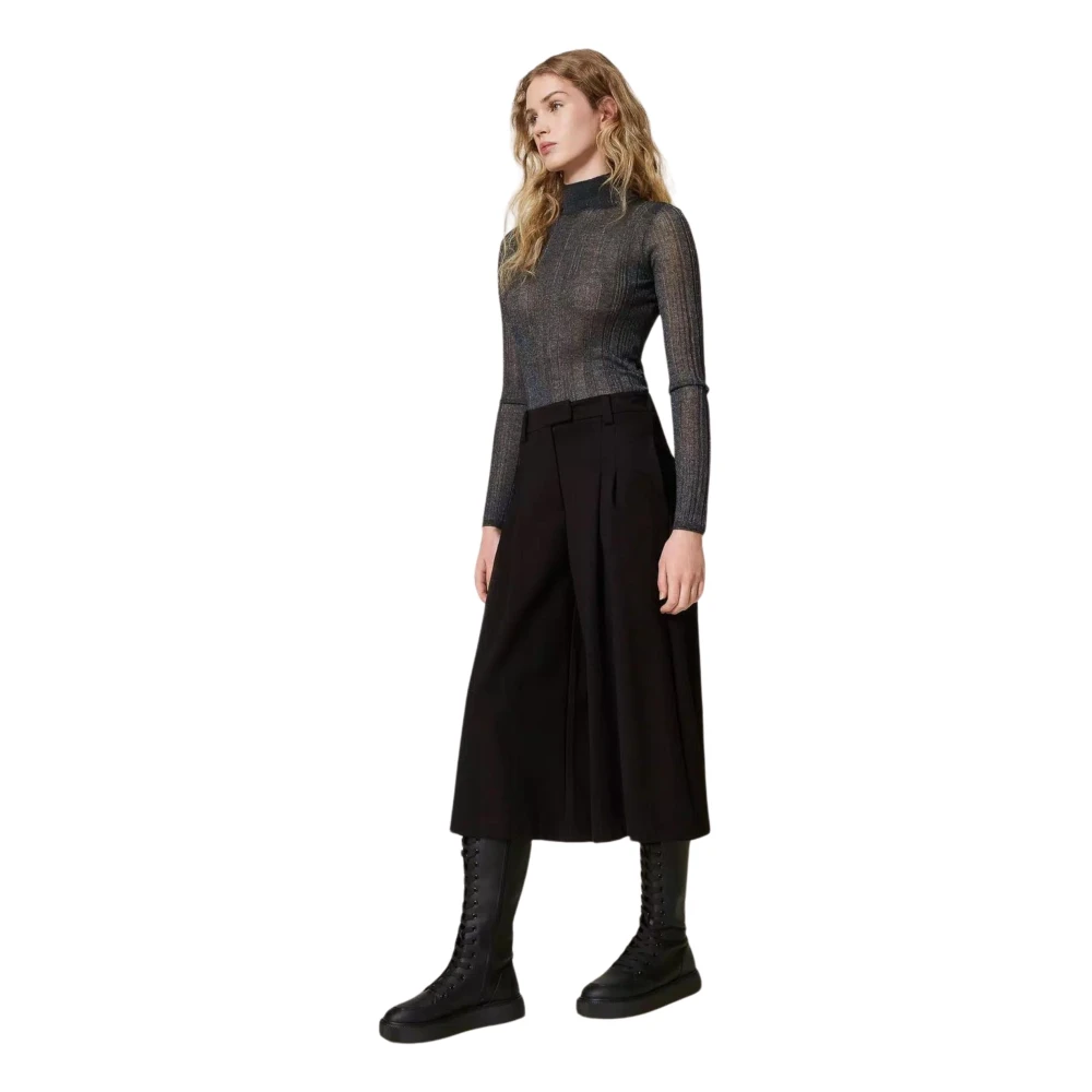 Twinset Zwarte Cropped Milano Broek Black Dames