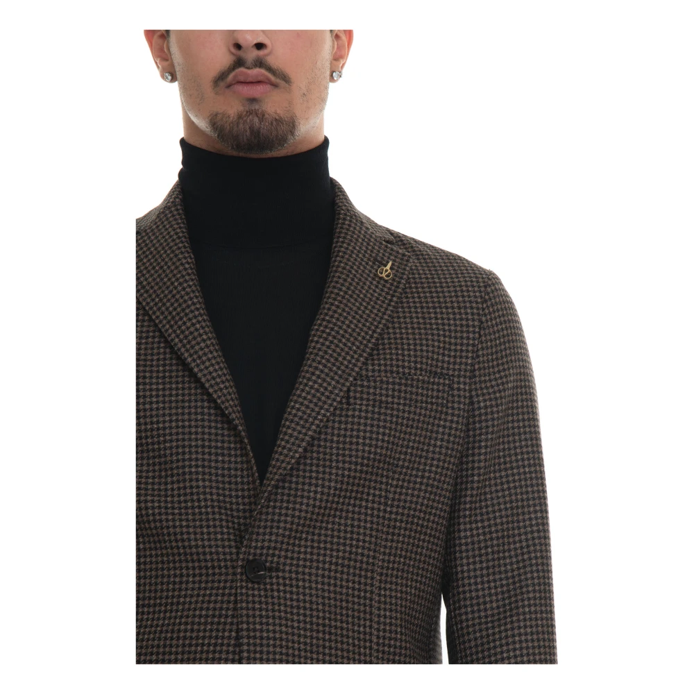 Paoloni Houndstooth Slim Fit Wool Jacket Multicolor Heren