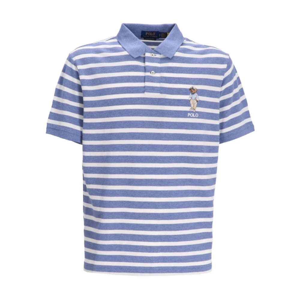 Polo Ralph Lauren Blå Randig Pikétröja Med Björnmotiv