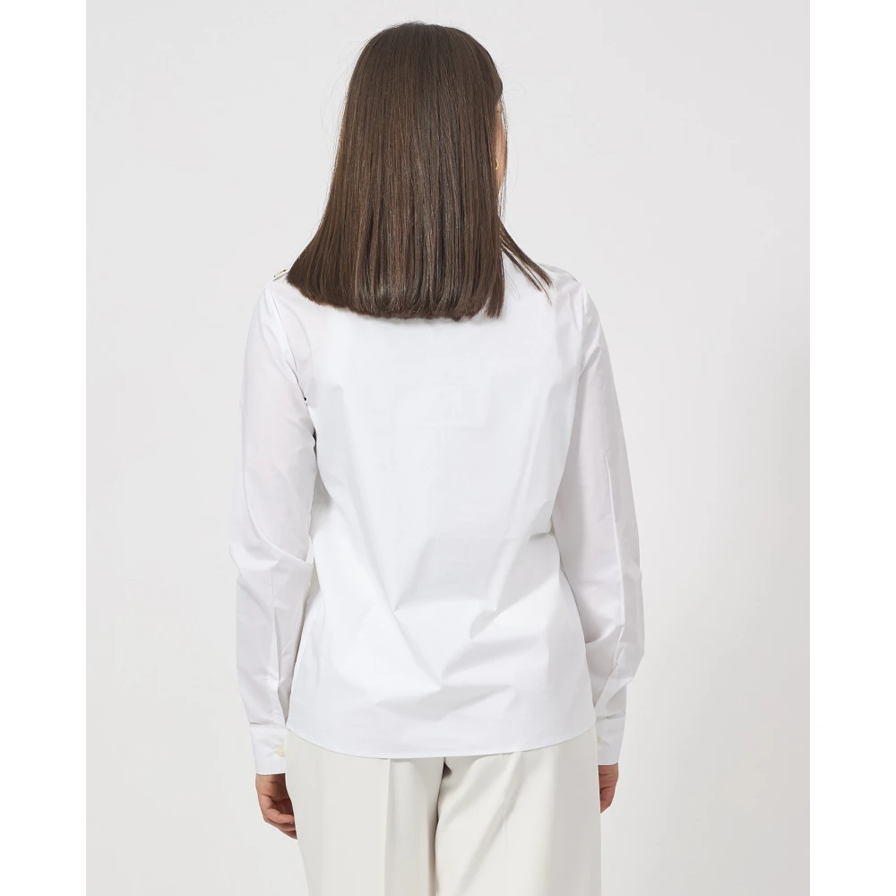 Gaëlle Paris Witte shirt met gouden accessoires White Dames