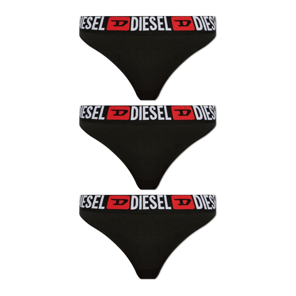 Diesel Three-Pack Of Thongs - Female - Underpants - Black - Xs - Underwear