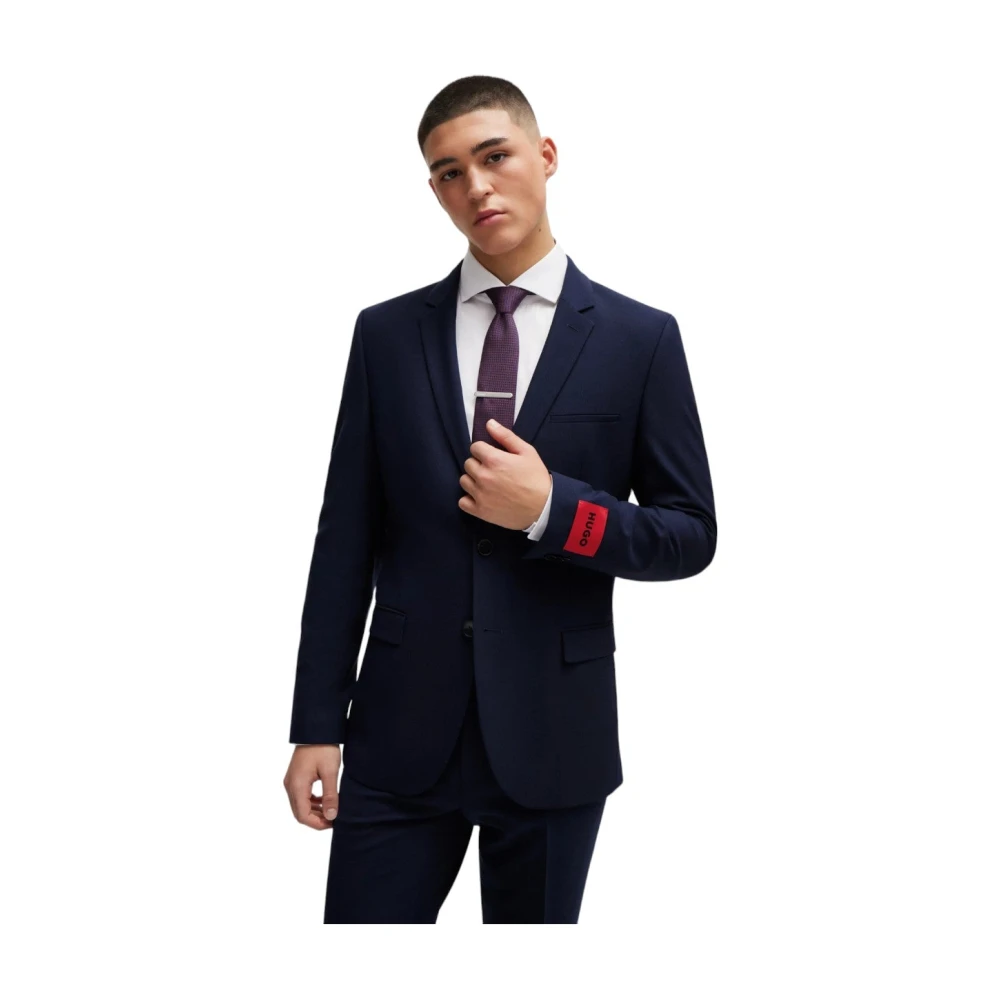 Hugo Boss Blauw Wolmix Extra-Slim-Fit Pak Blue Heren