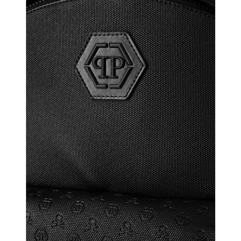Philipp Plein Iconische Zwarte Nylon Canvas Rugzak Black Heren