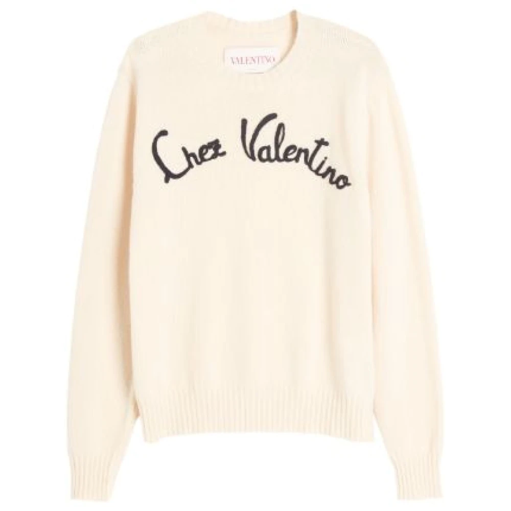 Valentino Geborduurde Jersey Sweater Beige Heren