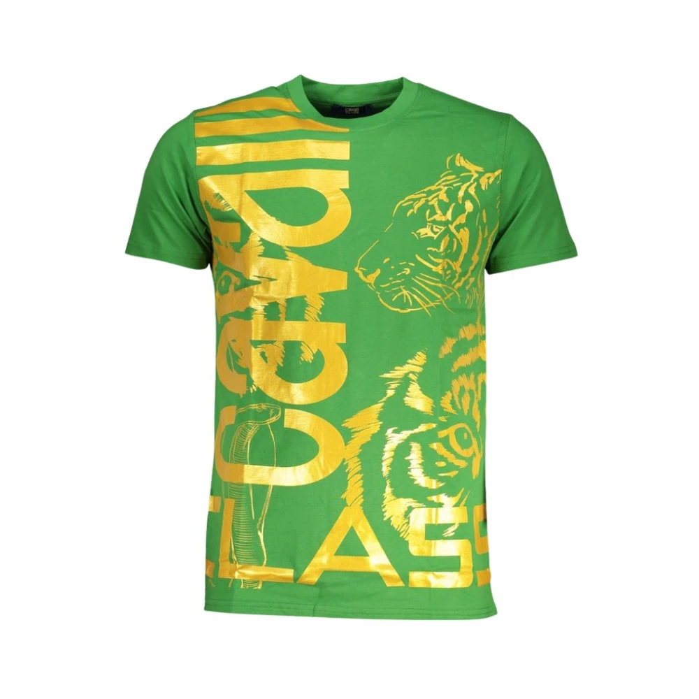 Cavalli Class Groene Katoenen Logo Print T-shirt Green Heren