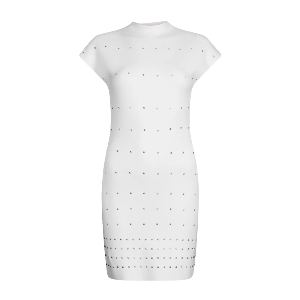 Liu Jo Kvinno Vit Klänningar Dam, M, Polyester, Studded Knit Dress