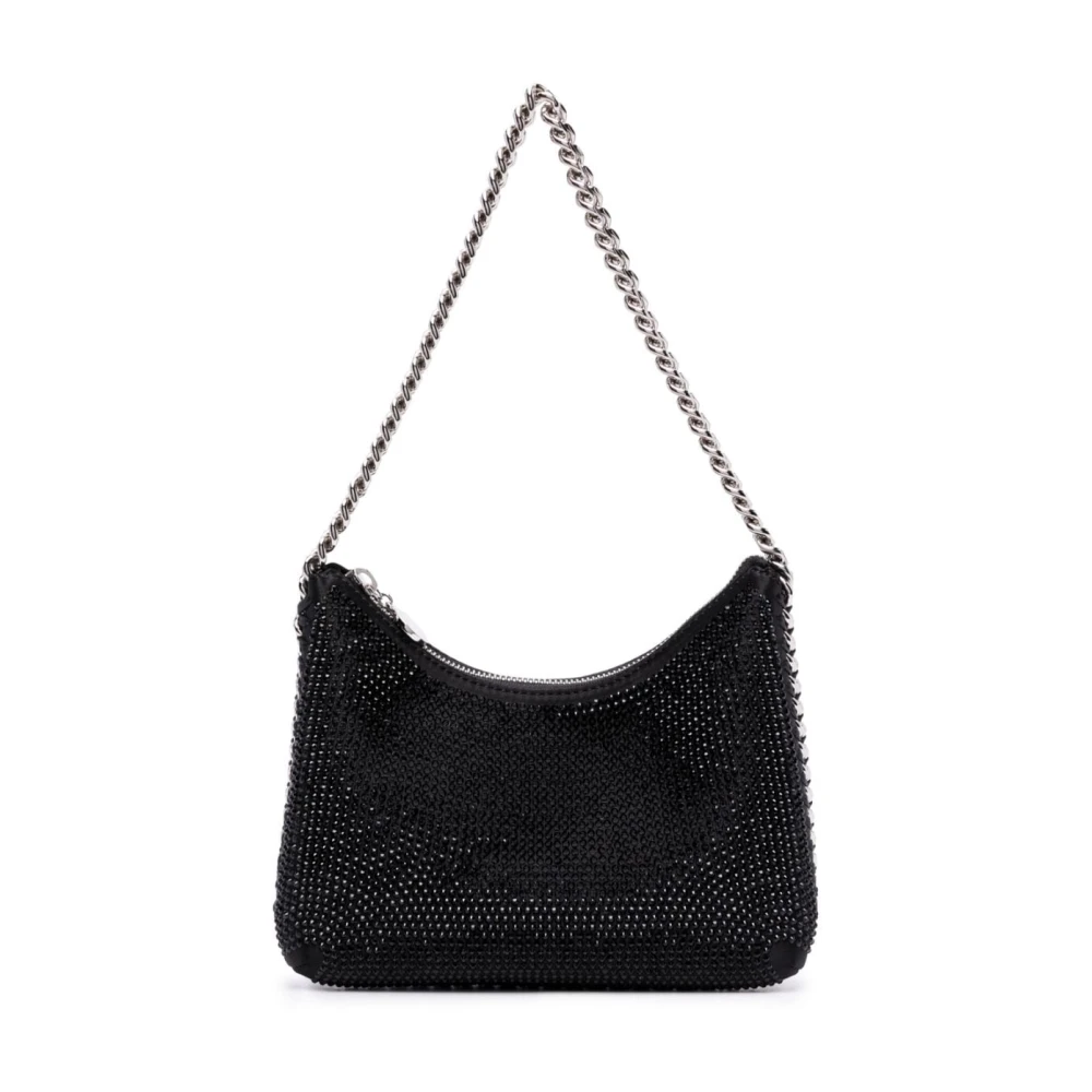 Stella McCartney Mini Falabella Axelväska med Dragkedja och Kristaller Black, Dam