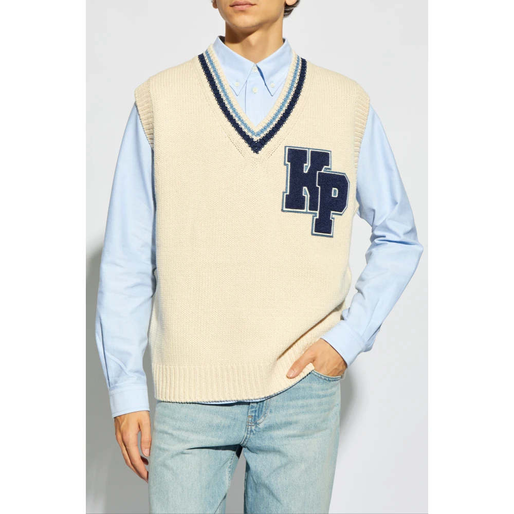 Kenzo V-hals vest Beige Heren