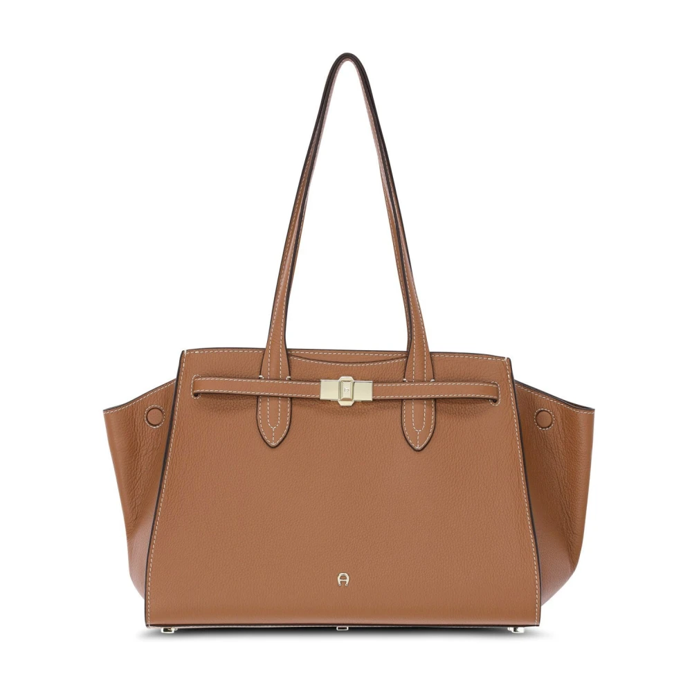 Aigner Elegant Läder Shopper Väska Brown, Dam