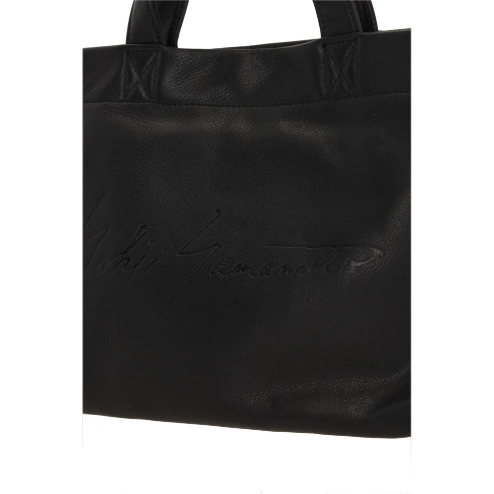 Yohji Yamamoto Zwarte leren tas met zilveren hardware Black Dames