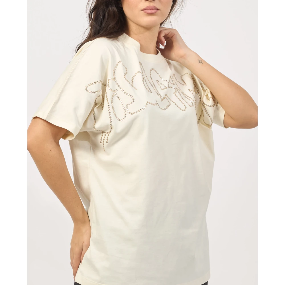 Disclaimer Dames Basic Logo T-shirt Wit Beige Dames