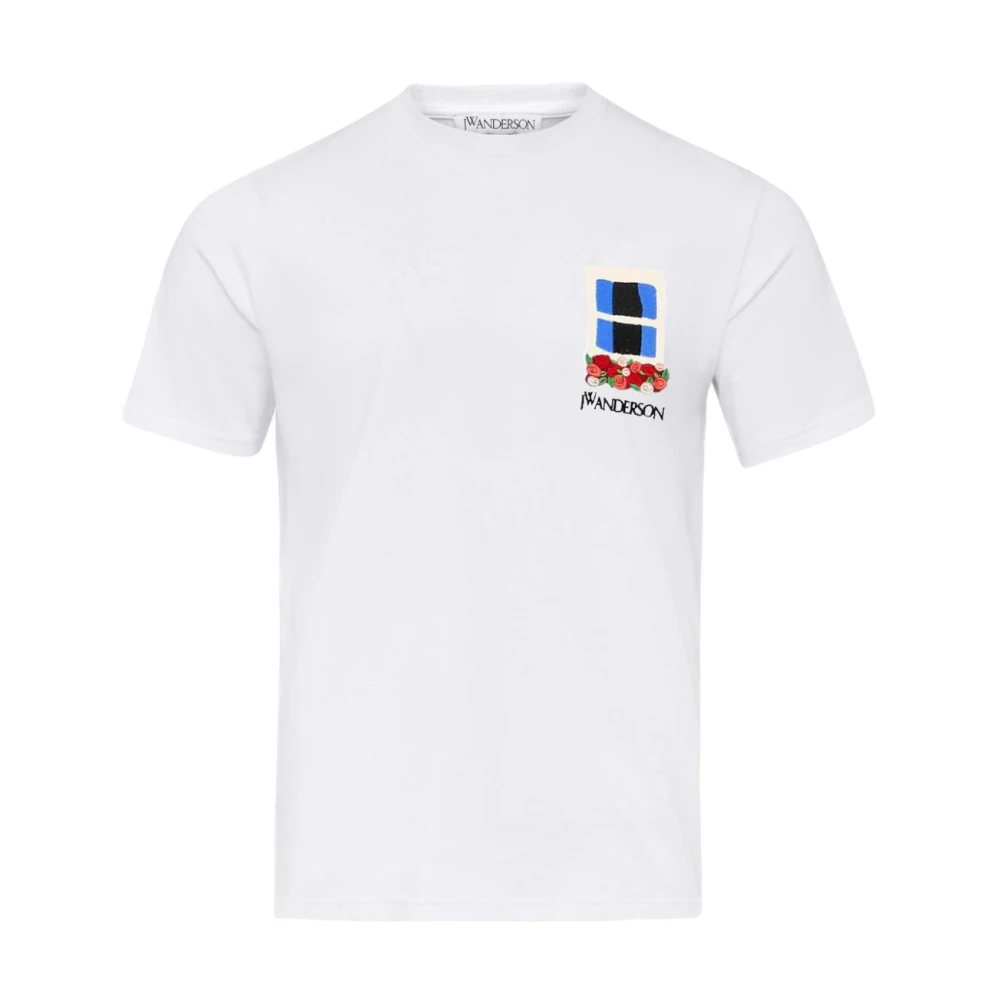 JW Anderson Witte T-shirt met elegant borduurwerk White Heren