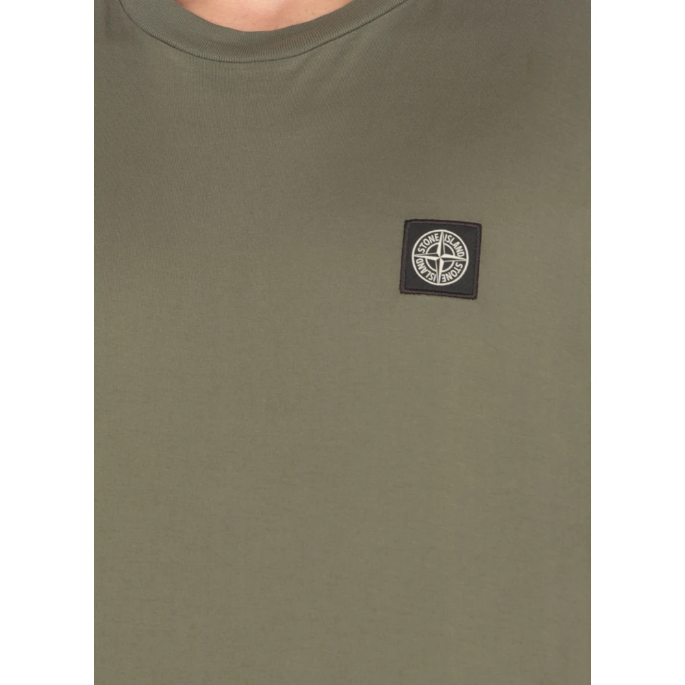 Stone Island Groen Katoenen T-shirt met Logo Green Heren