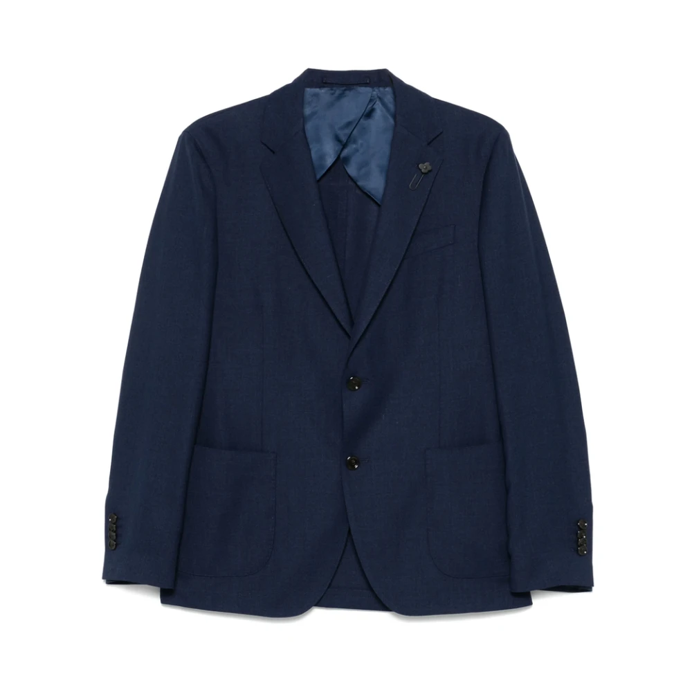 Lardini Navy Blue Jas met Zakken Blue Heren