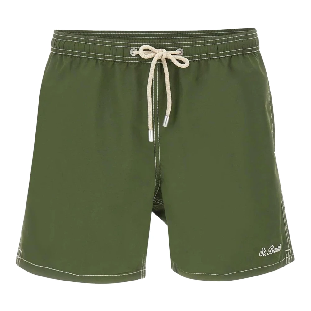Mc2 Saint Barth Men's Green Beachwear, L, Patmos - Swim Short With Back Flap Pocket