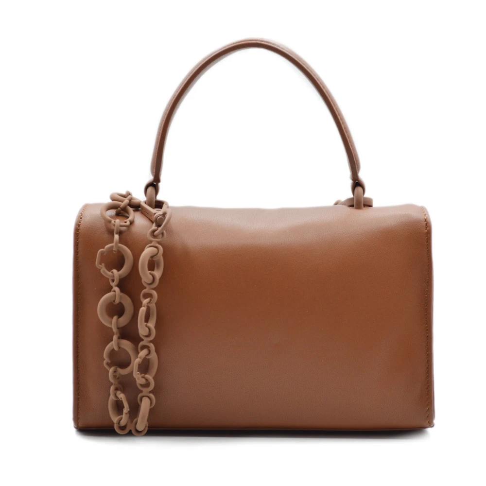 La Carrie Iconische Leren Shopper Tas met Mechanische Sluiting Brown Dames