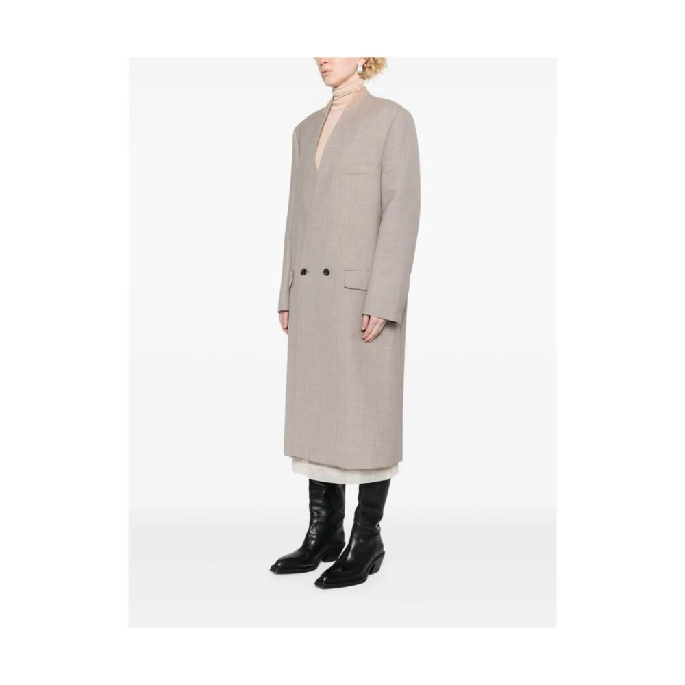 Moschino Taupe Wollen Jas met Splitmanchetten Gray Dames