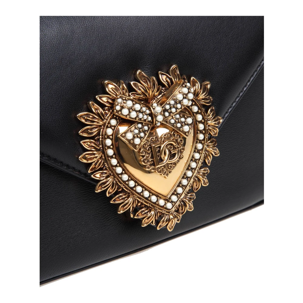 Dolce & Gabbana Zwarte leren schoudertas met heilig hart ontwerp Black Dames
