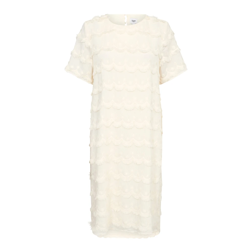 Saint Tropez Vrouwelijke Jurk met Korte Mouwen Beige Dames