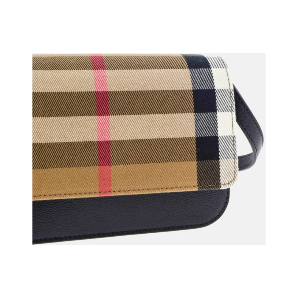 Burberry Zwarte leren schoudertas House Check Black Dames