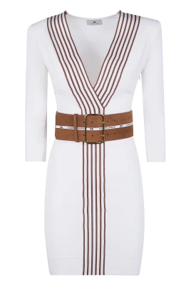 Striped Bands Ribbed Knit V-neck