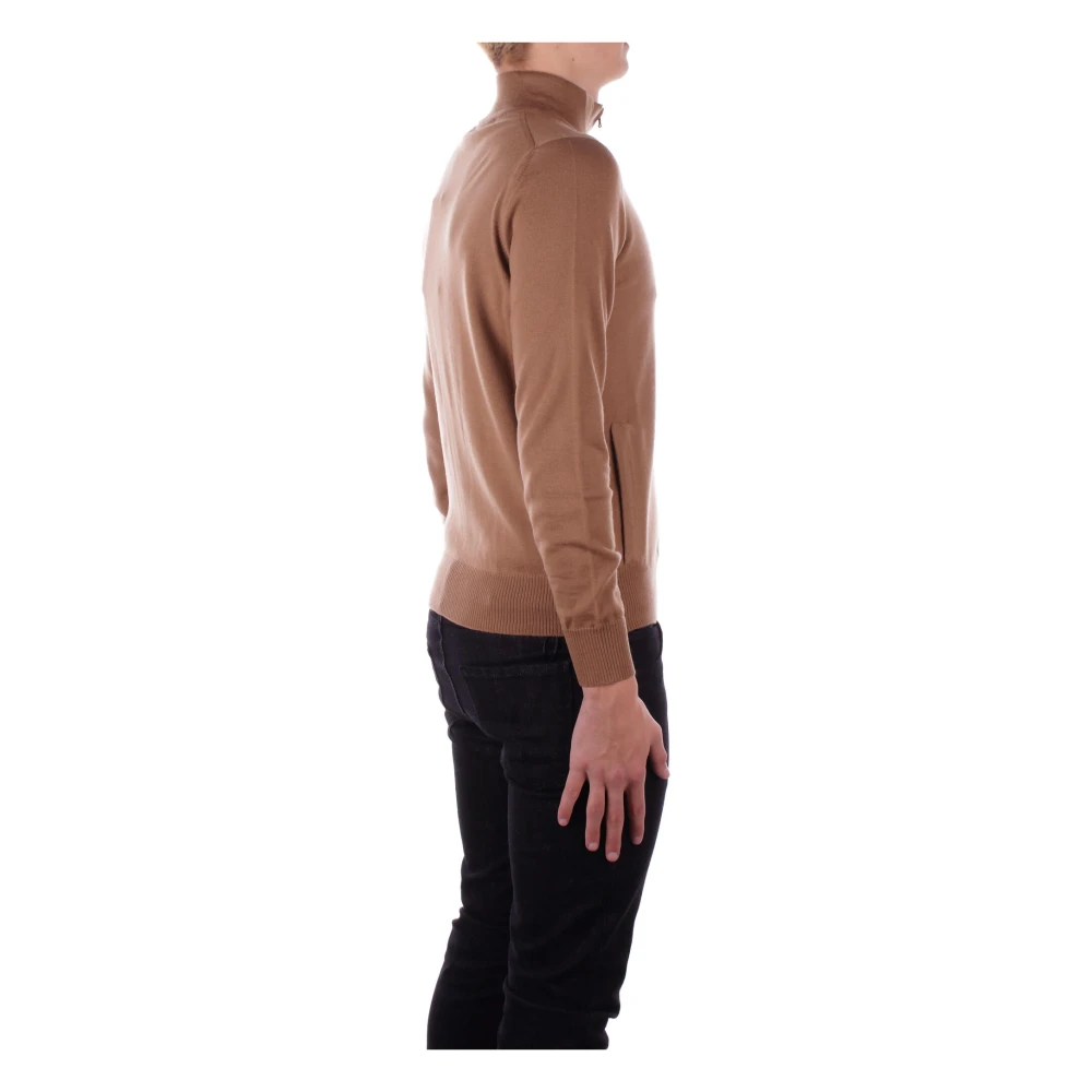 Alpha Studio Witte Sweater met Dubbele Ritszakken Brown Heren