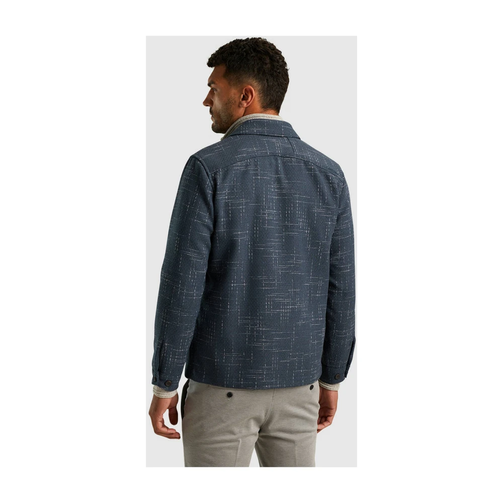 Cast Iron Overshirt Langarmshirt Semi Solid Blue Heren