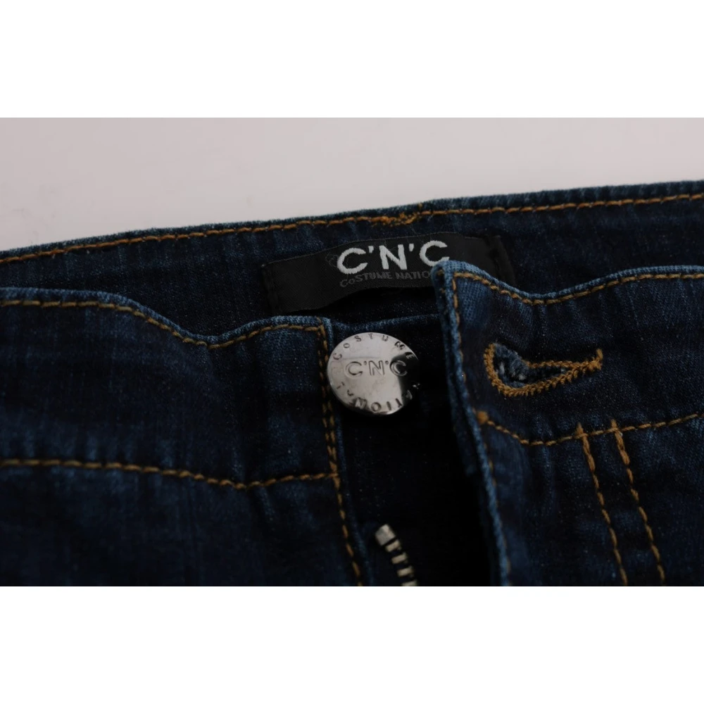Costume National Blauwe Uitlopende Katoenen Jeans Blue Dames