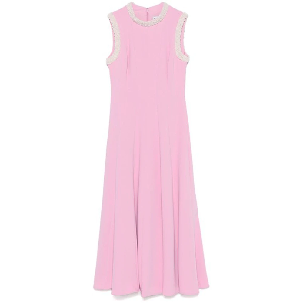 Self Portrait Roze Midi Jurk met Parelrand Pink Dames
