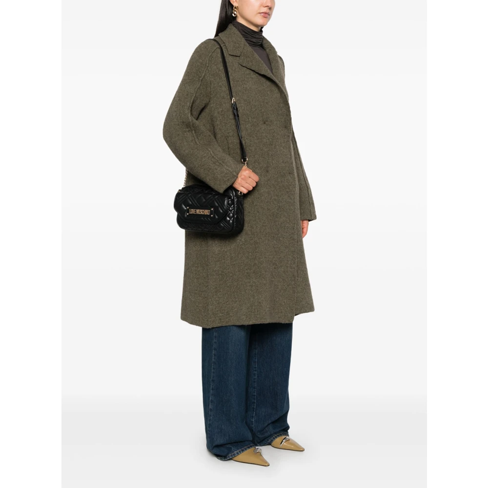 Love Moschino Gewatteerde Logo Schoudertas in Zwart Black Dames