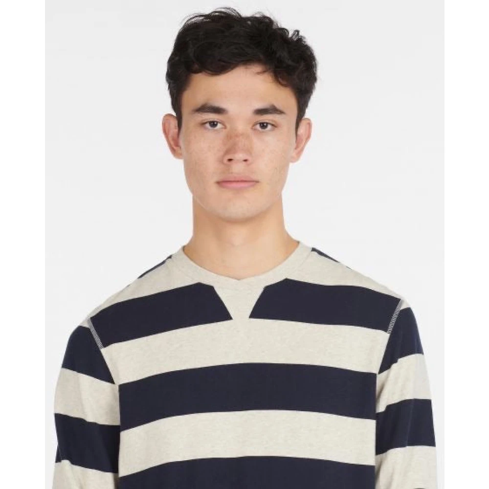 Barbour Navy Stripe Crew Sweatshirt Blue Heren