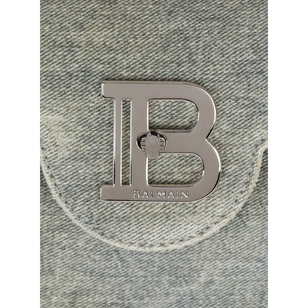 Balmain B-Buzz 23 vintage-effect denim tas Gray Dames