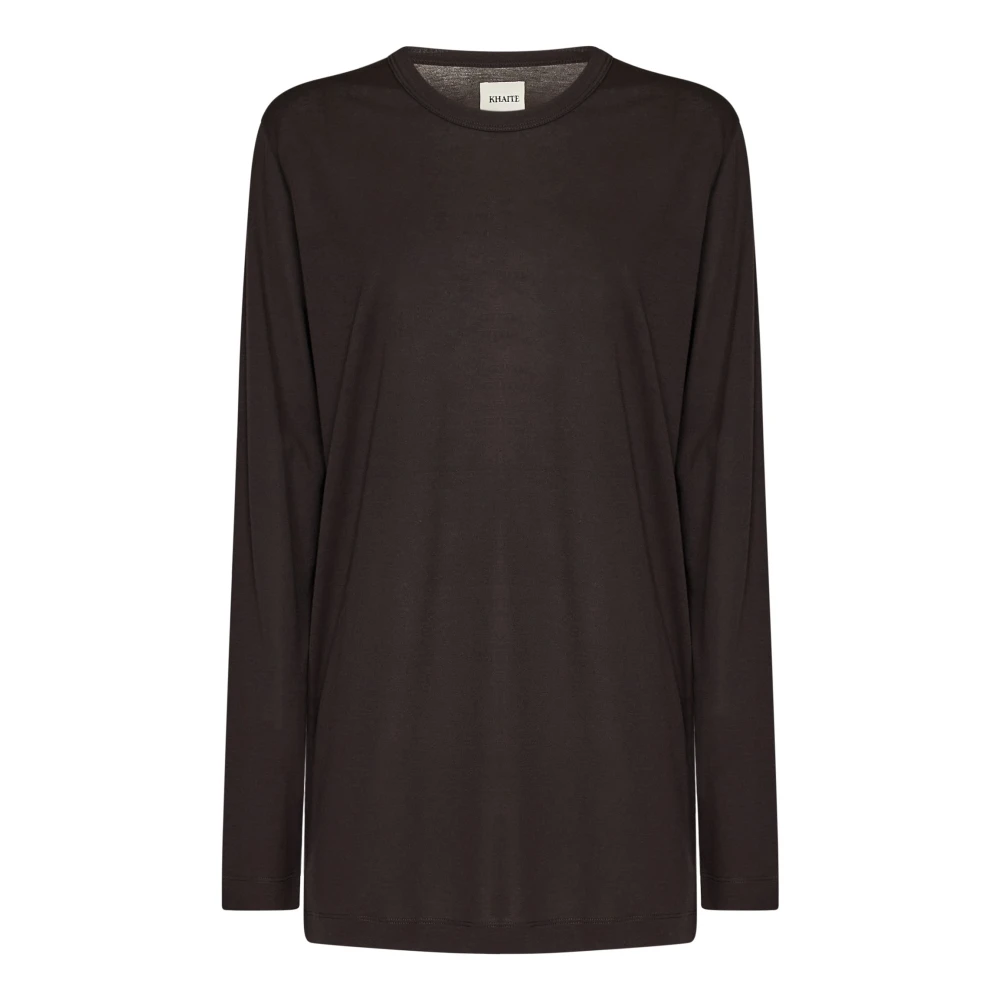 Khaite Bruine Crewneck Top Lange Mouwen Brown Dames