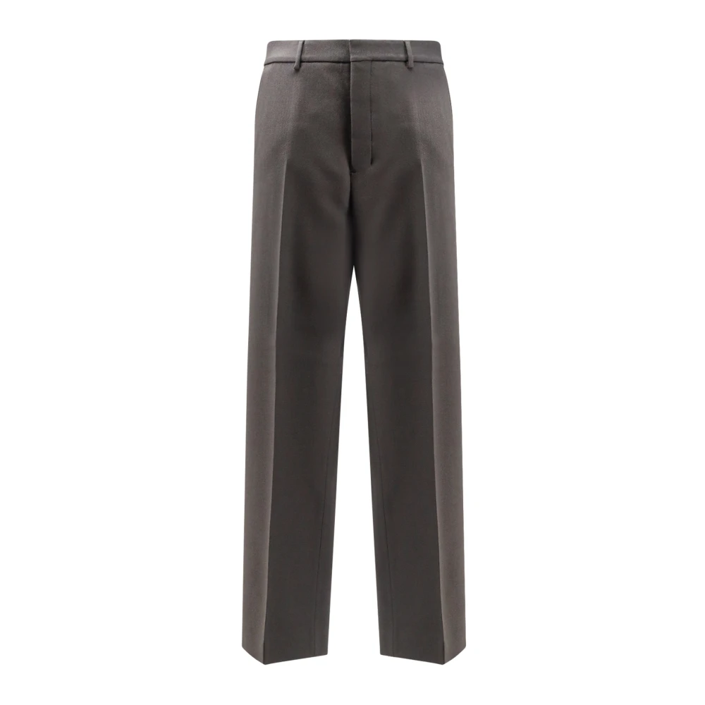 Ami Paris Men's Grey Wool Wide Leg Trousers