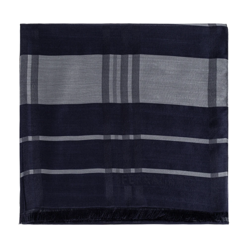 Ferragamo Herren Blau Stola Mit Check-Muster - Bild 3
