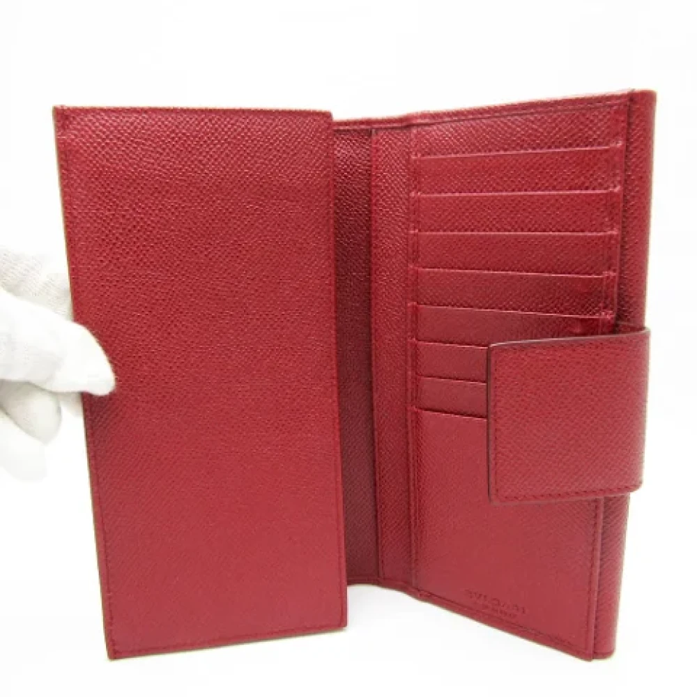 Bvlgari Vintage Pre-owned Leather wallets Red Dames