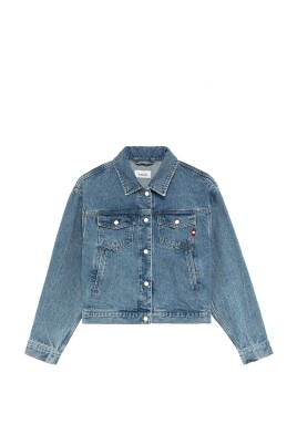 Mended Check Denim Printed Jacket