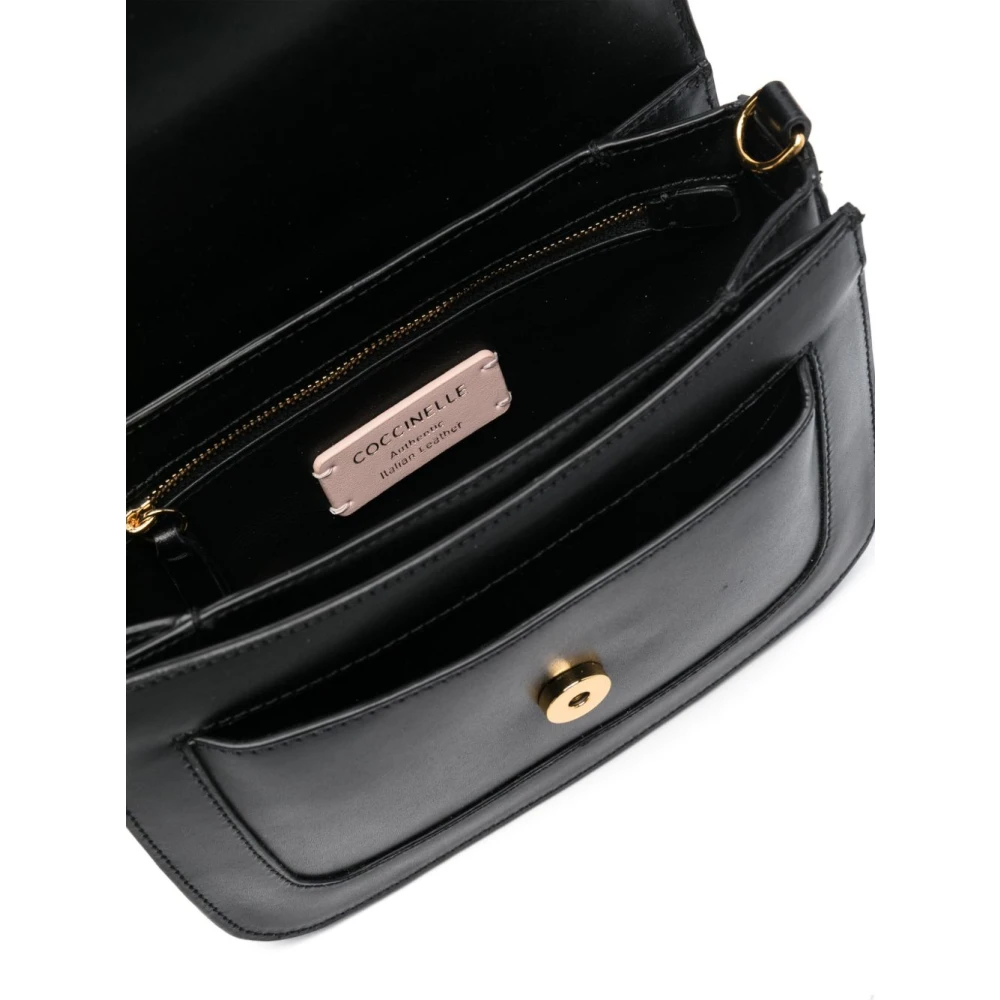 Coccinelle Zwarte leren crossbody tas met logo Black Dames