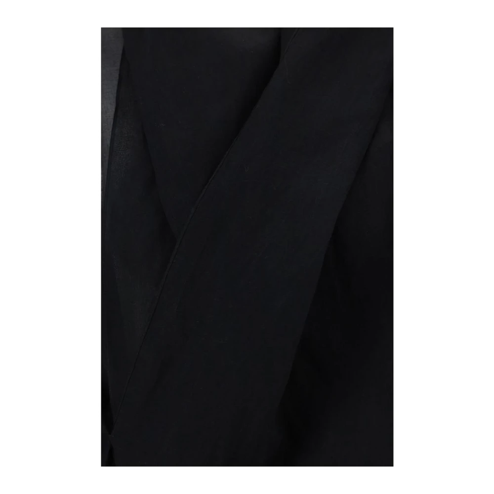 Quira Ruche-Effect Wrap Shirt met Dubbelrijige Voorkant Black Dames