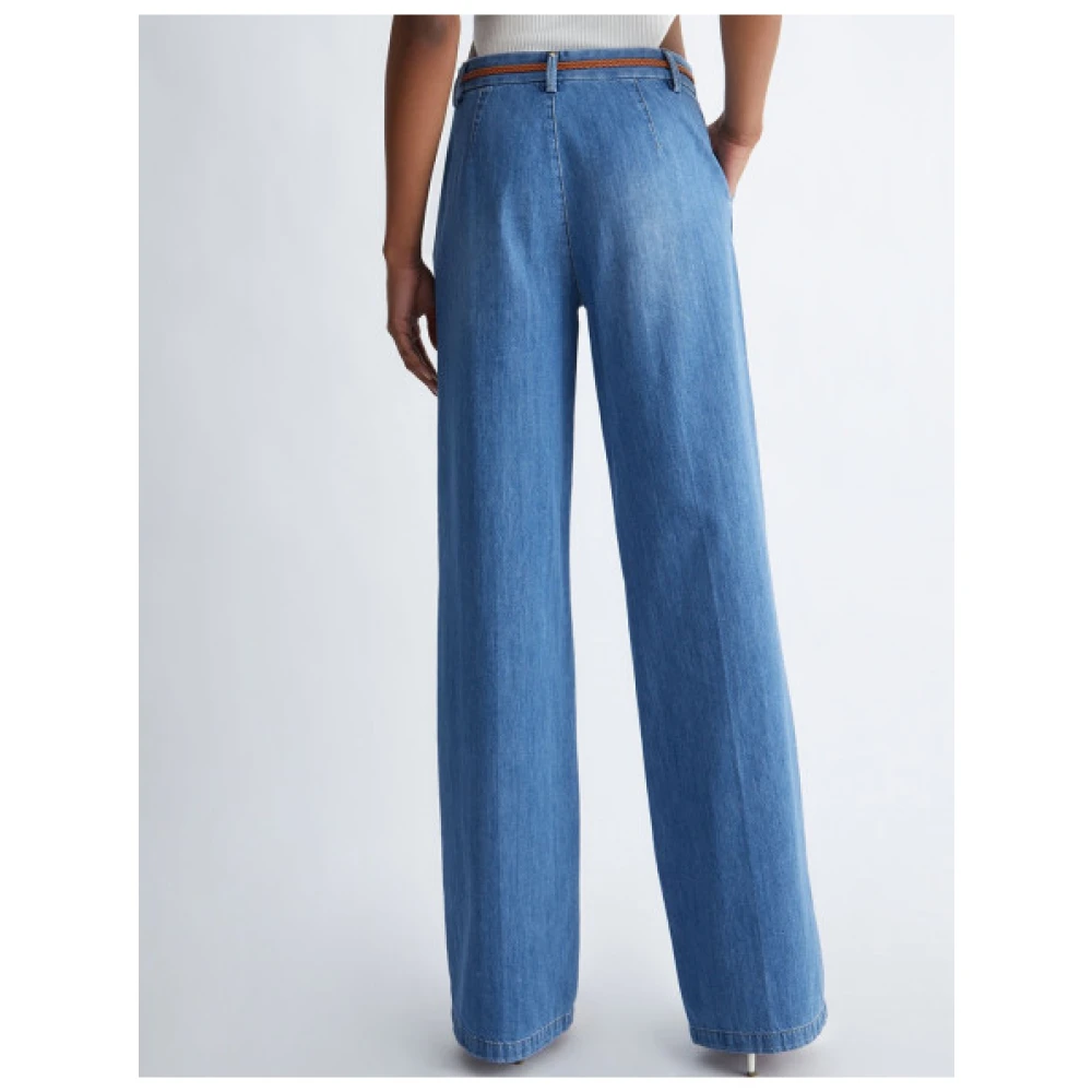 Liu Jo Palazzo Jeans met Regular Taille in Gewassen Katoen Blue Dames