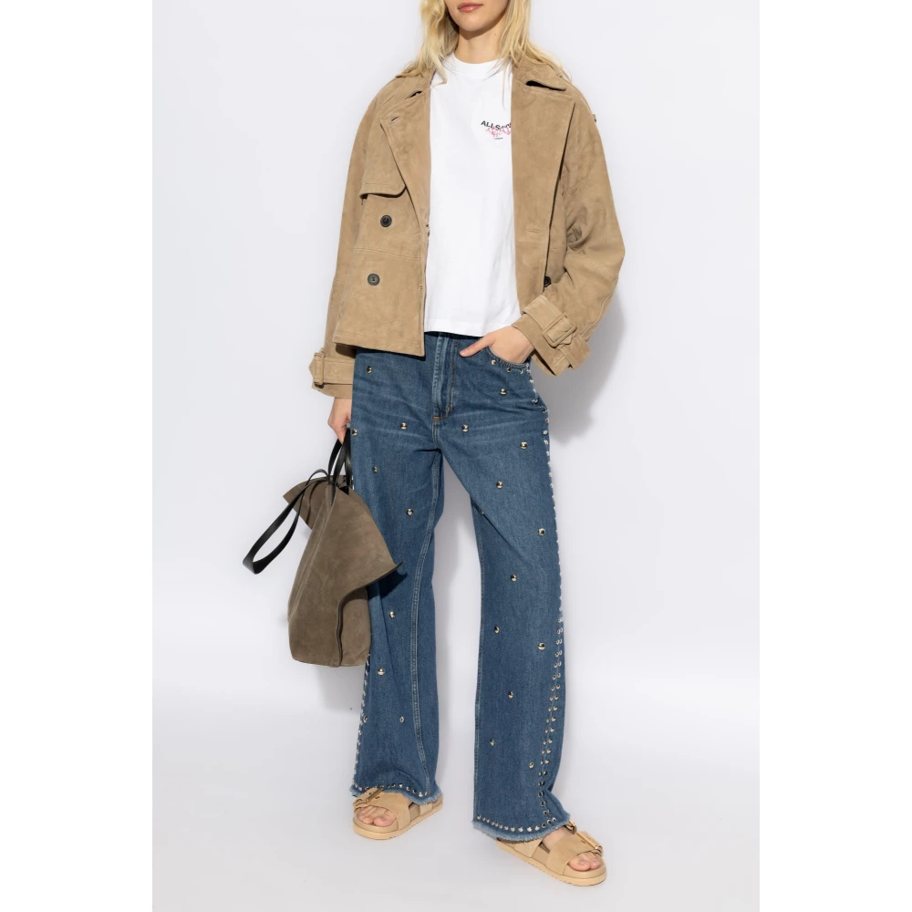 AllSaints Suède jas Reya Beige Dames