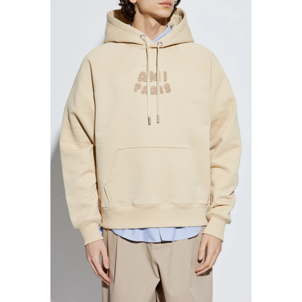 Ami Paris Hoodie Beige Heren