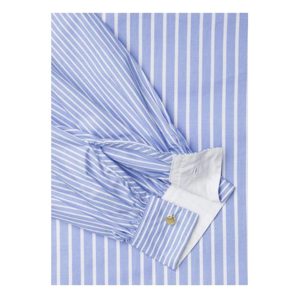 Pepe Jeans Gestreepte Katoenen Mao Kraag Blouse Blue Dames