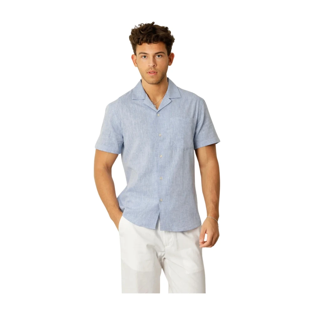 Clean Cut Overhemd- CC Giles Bowling Shirt S S Blue Heren